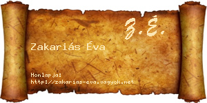 Zakariás Éva névjegykártya